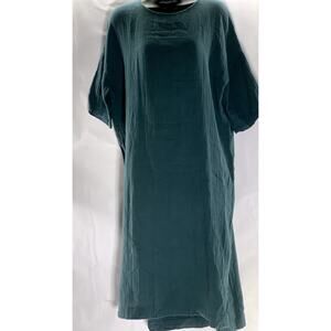 THE FROCK NYC Women's Teal Crewneck Short Sleeve Popover Midi Dress SZ S